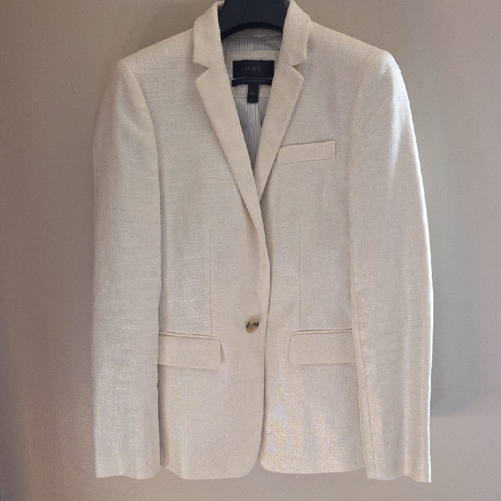 J. Crew Women's White And Silver Sparkly Blazer